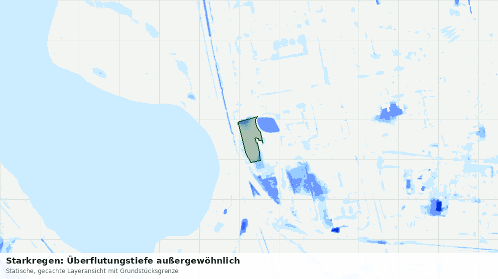 Statische Kartenansicht: Starkregen: Überflutungstiefe außergewöhnlich