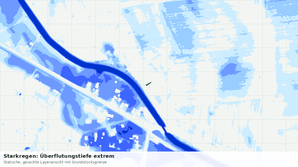 Statische Kartenansicht: Starkregen: Überflutungstiefe extrem