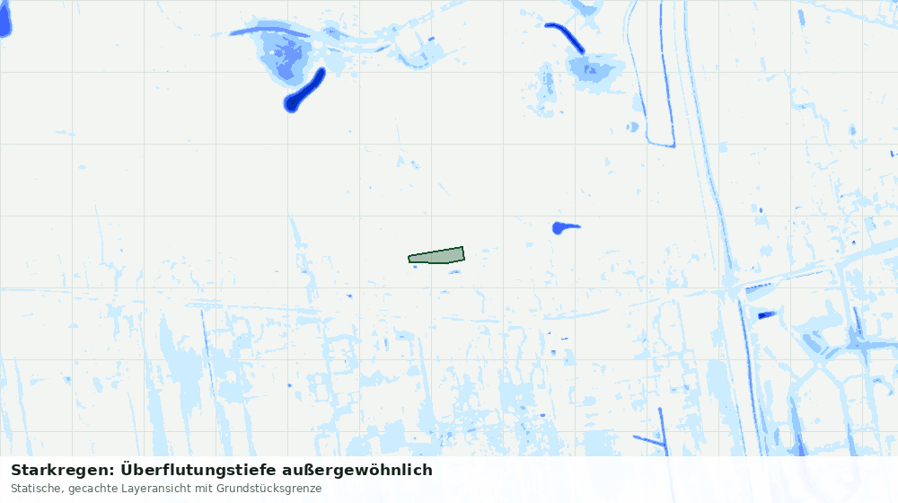 Statische Kartenansicht: Starkregen: Überflutungstiefe außergewöhnlich