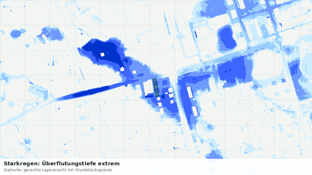 Statische Kartenansicht: Starkregen: Überflutungstiefe extrem