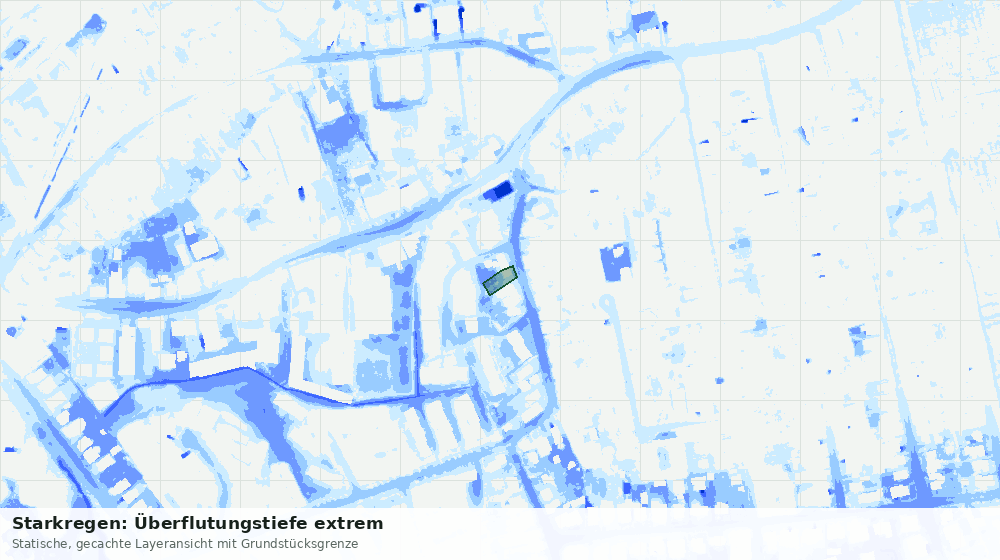 Statische Kartenansicht: Starkregen: Überflutungstiefe extrem