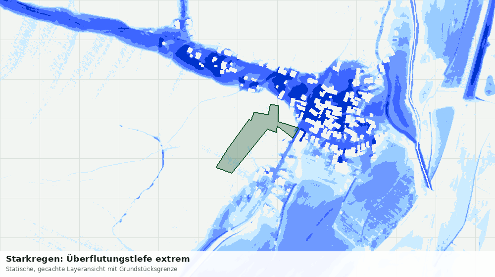 Statische Kartenansicht: Starkregen: Überflutungstiefe extrem