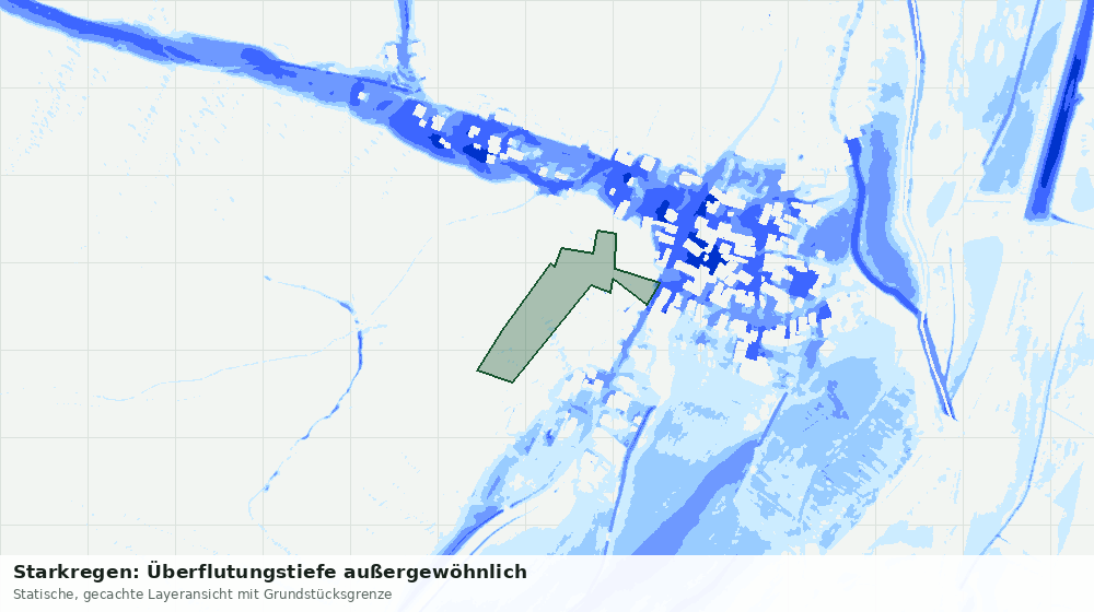 Statische Kartenansicht: Starkregen: Überflutungstiefe außergewöhnlich