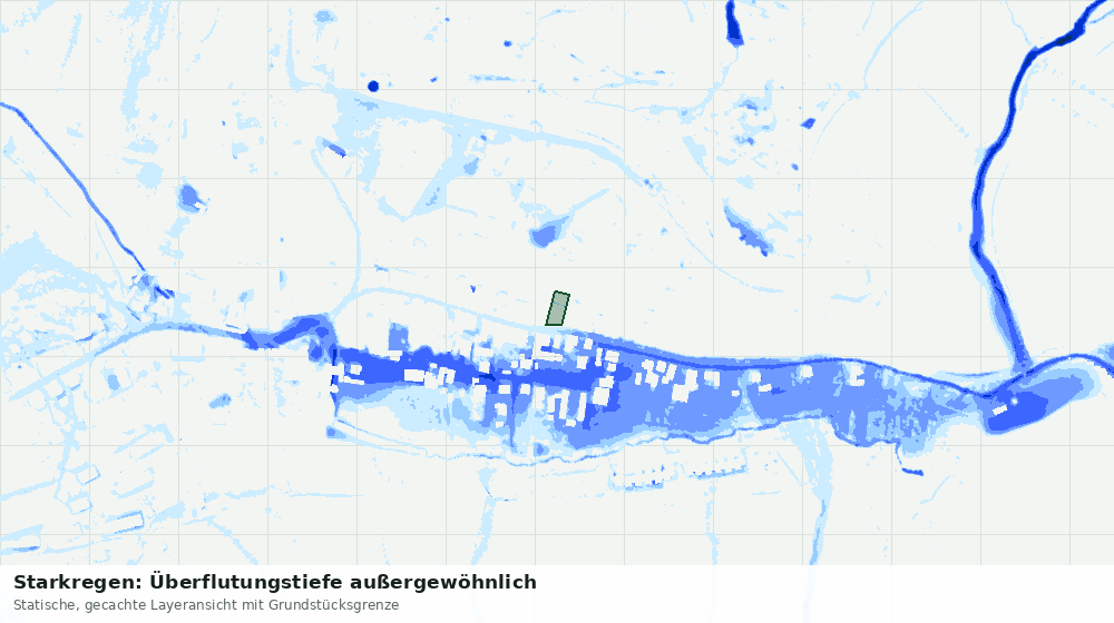 Statische Kartenansicht: Starkregen: Überflutungstiefe außergewöhnlich