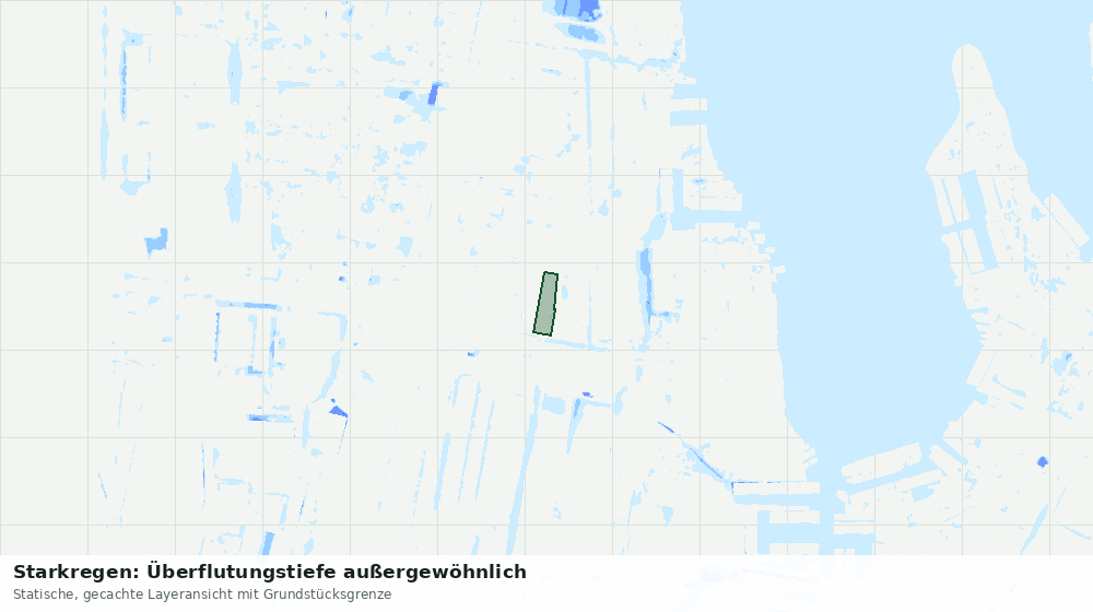 Statische Kartenansicht: Starkregen: Überflutungstiefe außergewöhnlich
