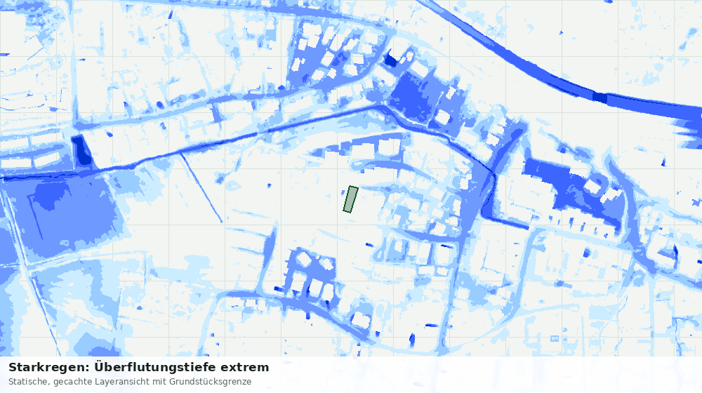 Statische Kartenansicht: Starkregen: Überflutungstiefe extrem