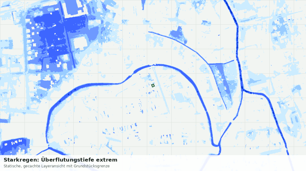 Statische Kartenansicht: Starkregen: Überflutungstiefe extrem