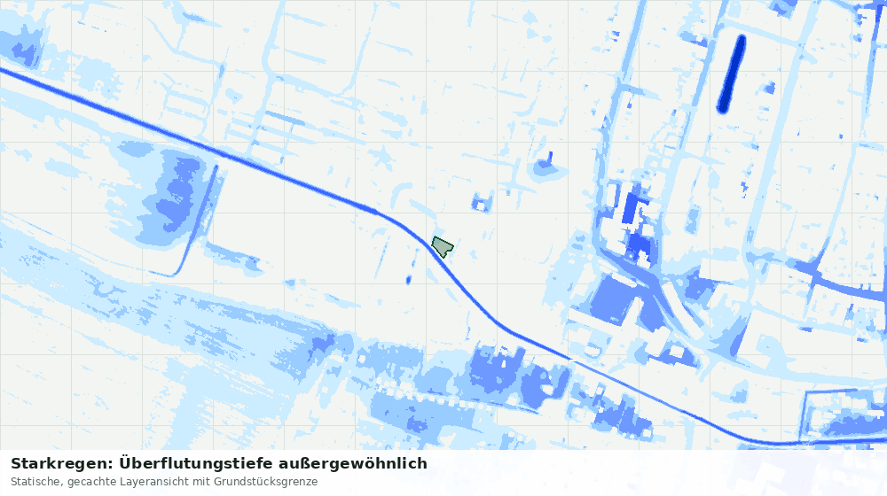 Statische Kartenansicht: Starkregen: Überflutungstiefe außergewöhnlich