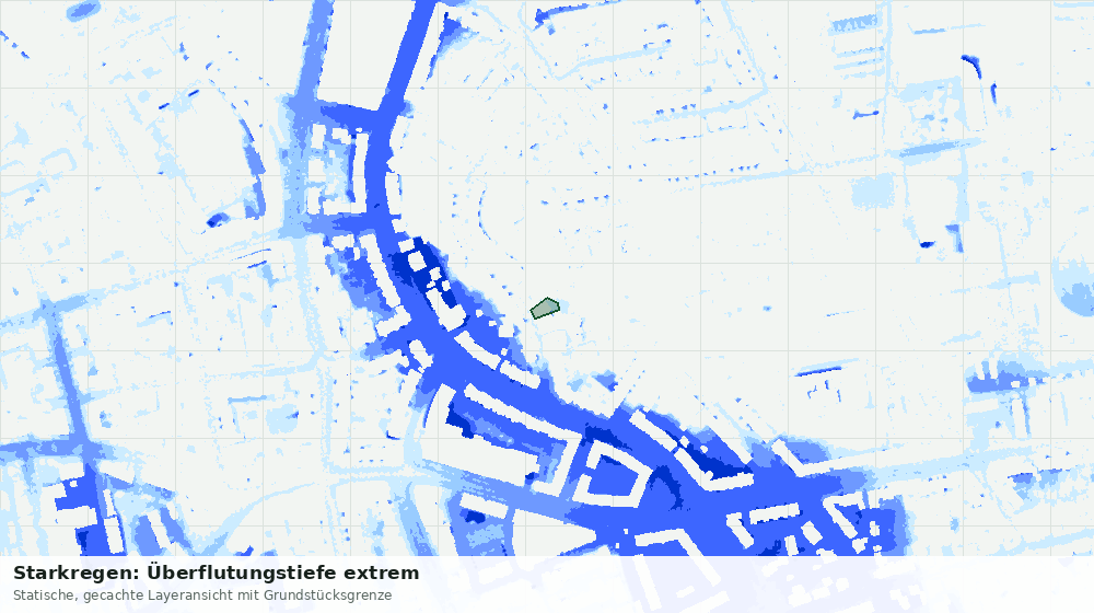 Statische Kartenansicht: Starkregen: Überflutungstiefe extrem