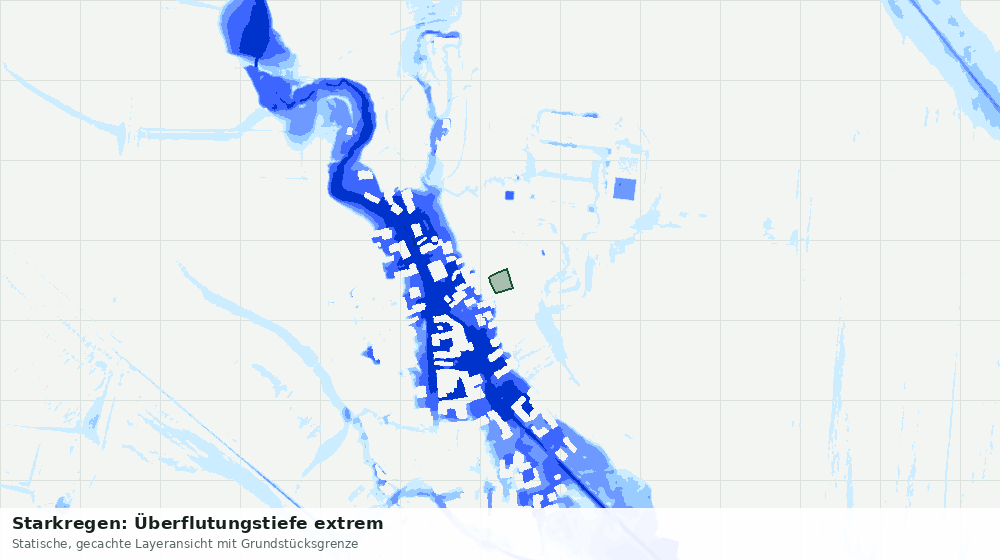 Statische Kartenansicht: Starkregen: Überflutungstiefe extrem