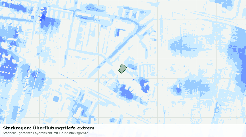 Statische Kartenansicht: Starkregen: Überflutungstiefe extrem