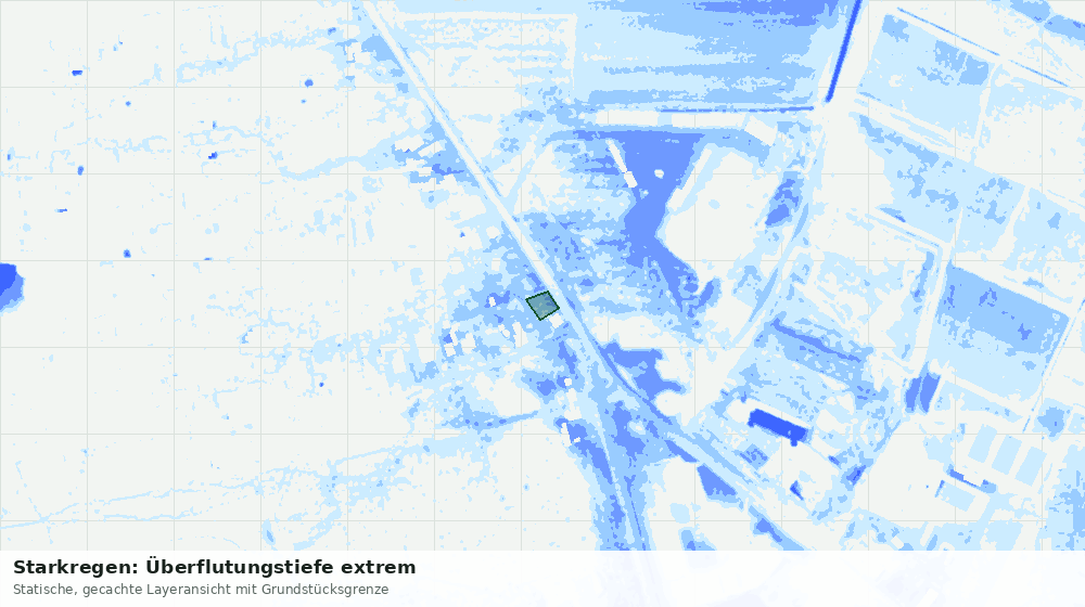 Statische Kartenansicht: Starkregen: Überflutungstiefe extrem