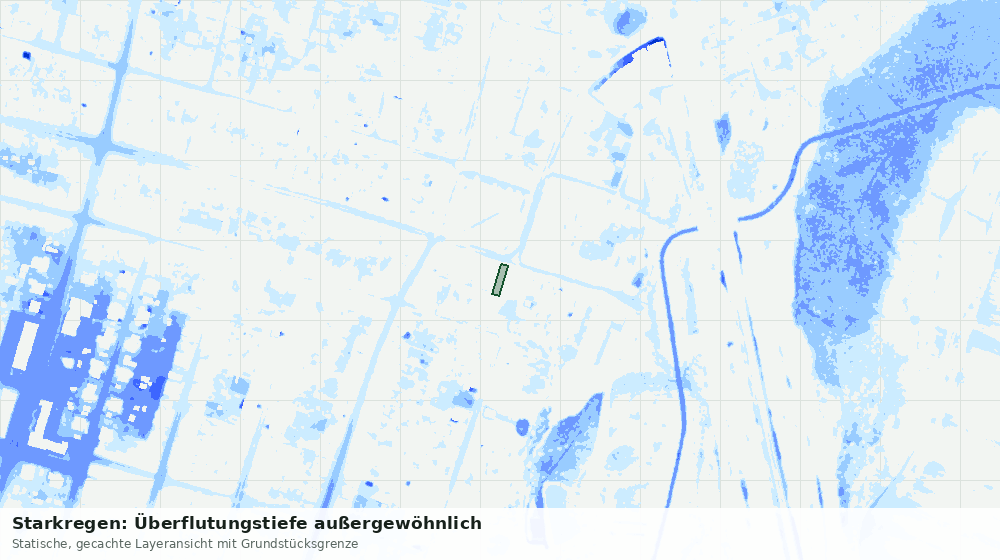 Statische Kartenansicht: Starkregen: Überflutungstiefe außergewöhnlich