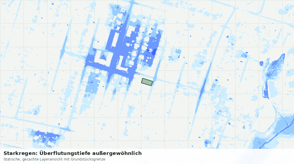 Statische Kartenansicht: Starkregen: Überflutungstiefe außergewöhnlich