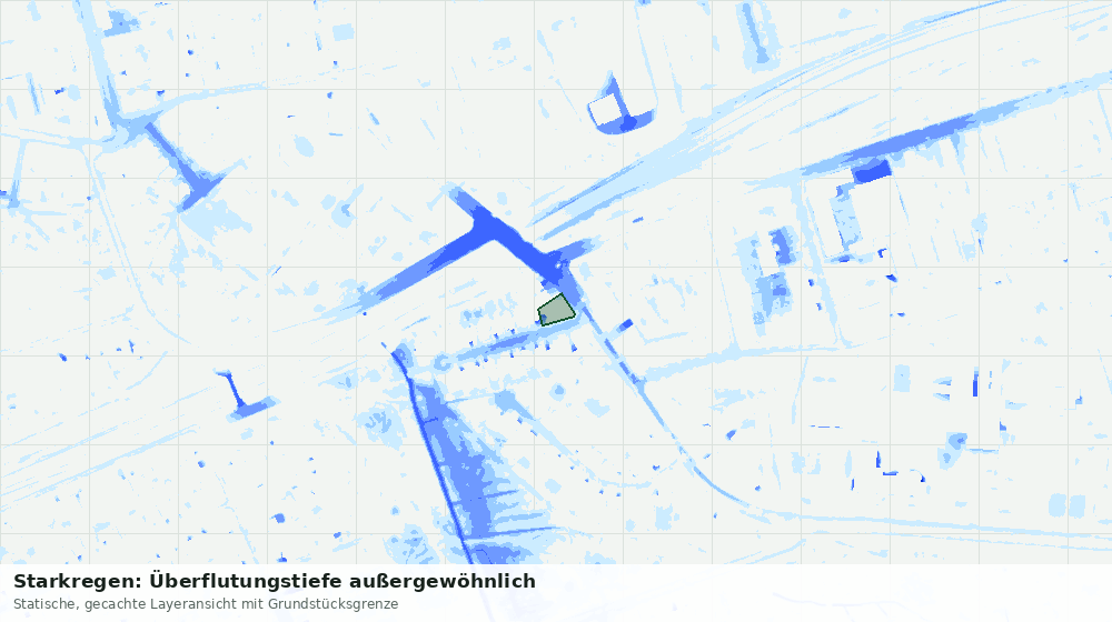 Statische Kartenansicht: Starkregen: Überflutungstiefe außergewöhnlich