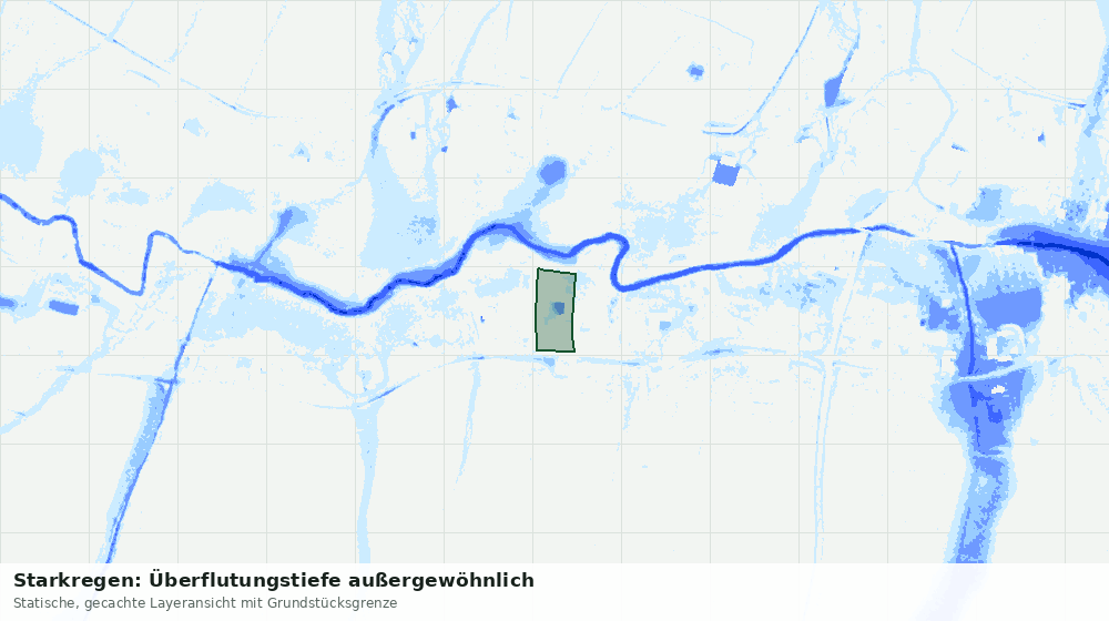 Statische Kartenansicht: Starkregen: Überflutungstiefe außergewöhnlich