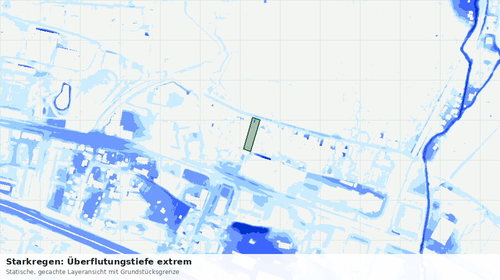 Statische Kartenansicht: Starkregen: Überflutungstiefe extrem