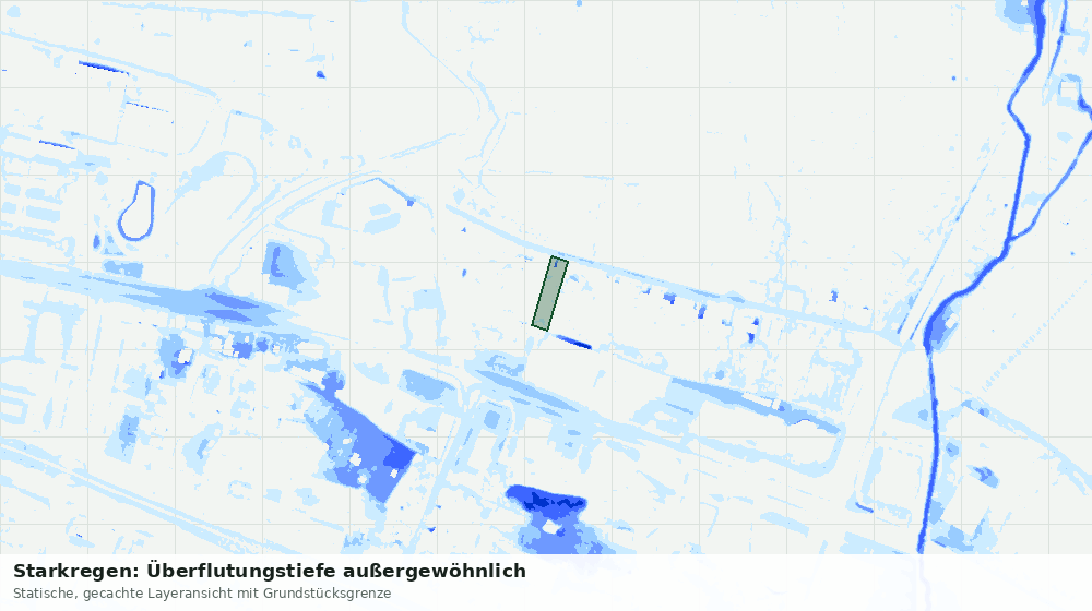 Statische Kartenansicht: Starkregen: Überflutungstiefe außergewöhnlich