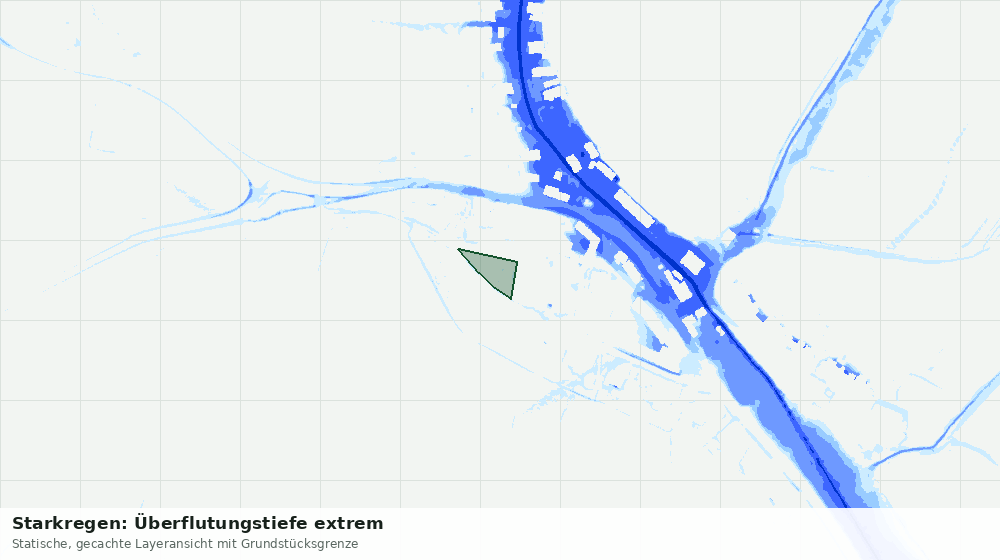 Statische Kartenansicht: Starkregen: Überflutungstiefe extrem