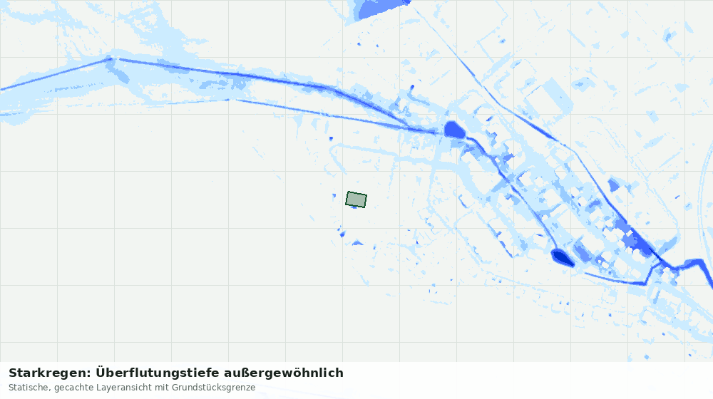 Statische Kartenansicht: Starkregen: Überflutungstiefe außergewöhnlich