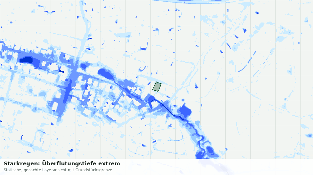 Statische Kartenansicht: Starkregen: Überflutungstiefe extrem