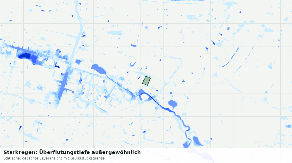 Statische Kartenansicht: Starkregen: Überflutungstiefe außergewöhnlich