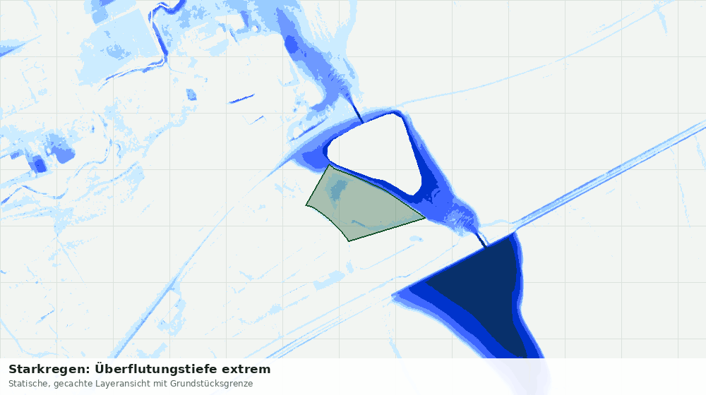 Statische Kartenansicht: Starkregen: Überflutungstiefe extrem
