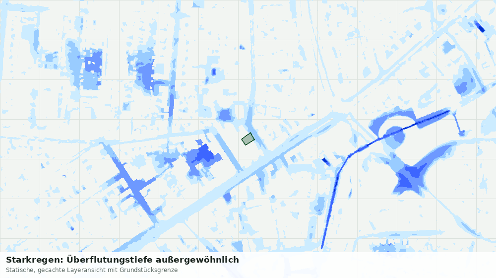 Statische Kartenansicht: Starkregen: Überflutungstiefe außergewöhnlich