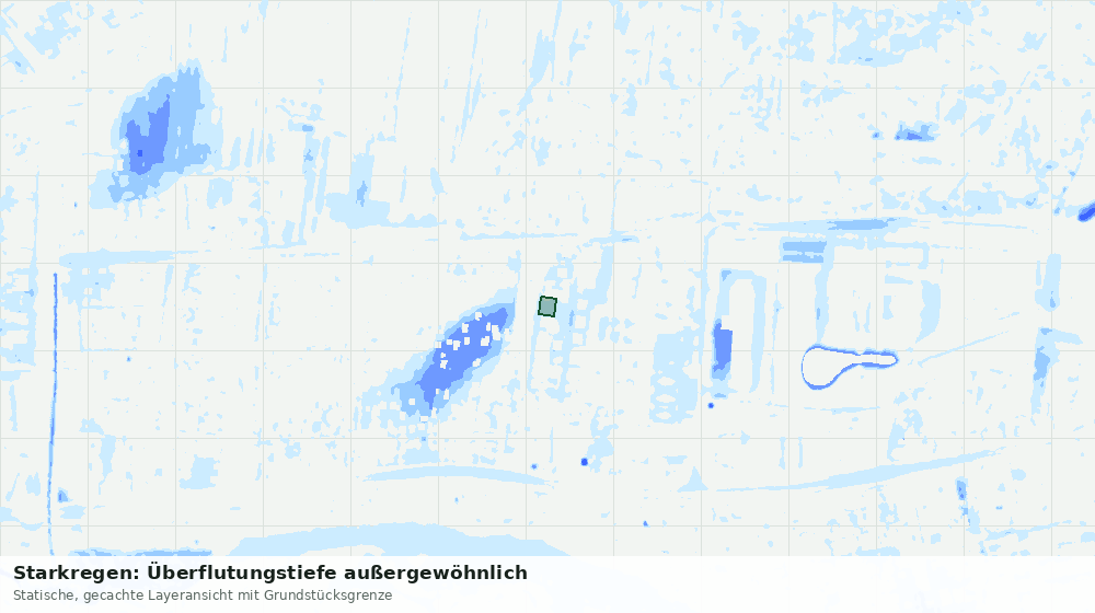 Statische Kartenansicht: Starkregen: Überflutungstiefe außergewöhnlich