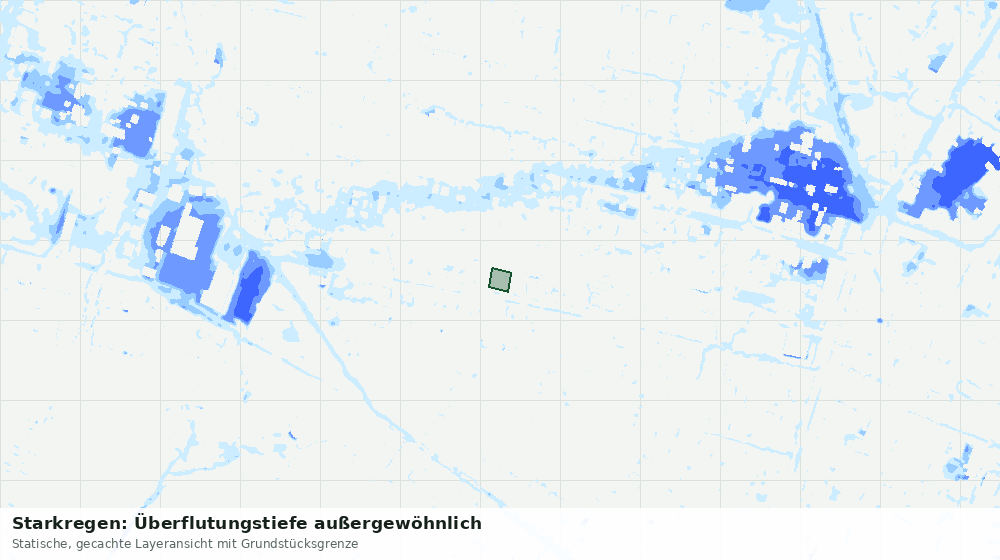 Statische Kartenansicht: Starkregen: Überflutungstiefe außergewöhnlich
