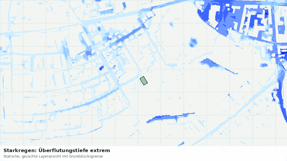 Statische Kartenansicht: Starkregen: Überflutungstiefe extrem