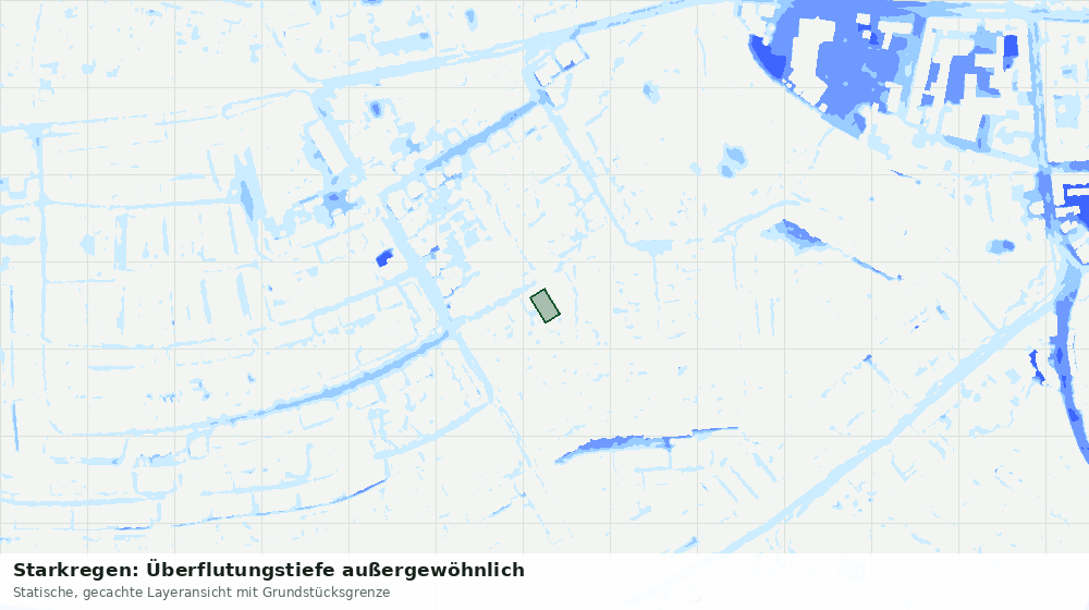 Statische Kartenansicht: Starkregen: Überflutungstiefe außergewöhnlich