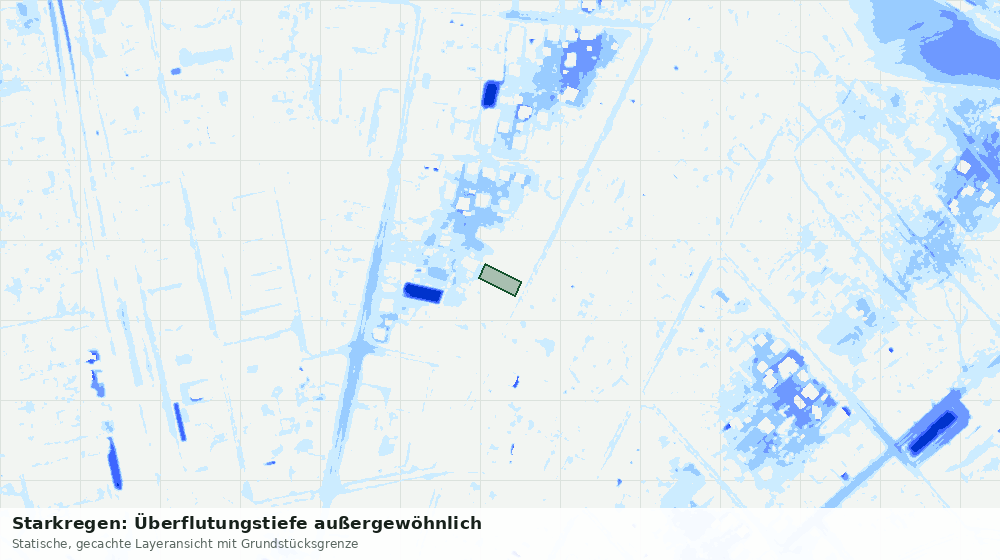 Statische Kartenansicht: Starkregen: Überflutungstiefe außergewöhnlich