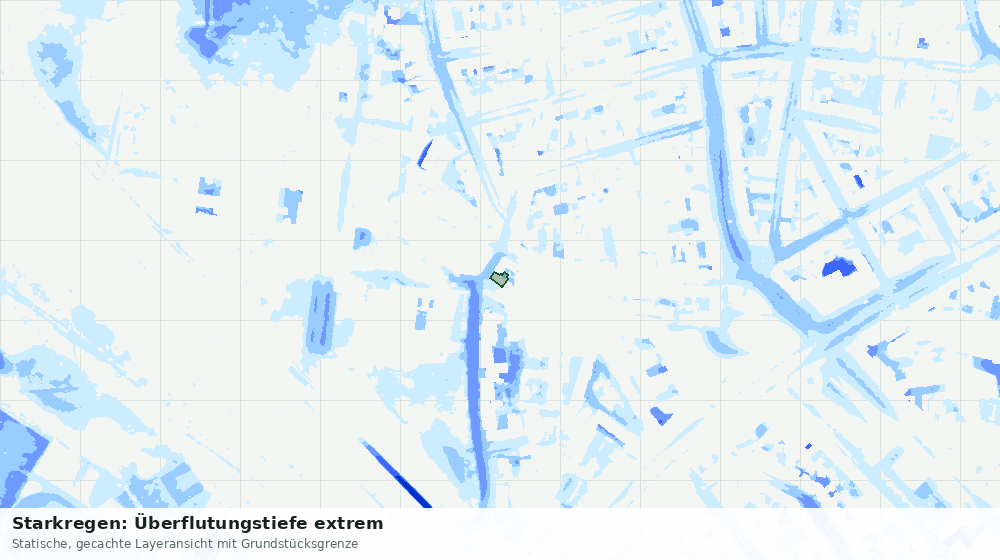 Statische Kartenansicht: Starkregen: Überflutungstiefe extrem