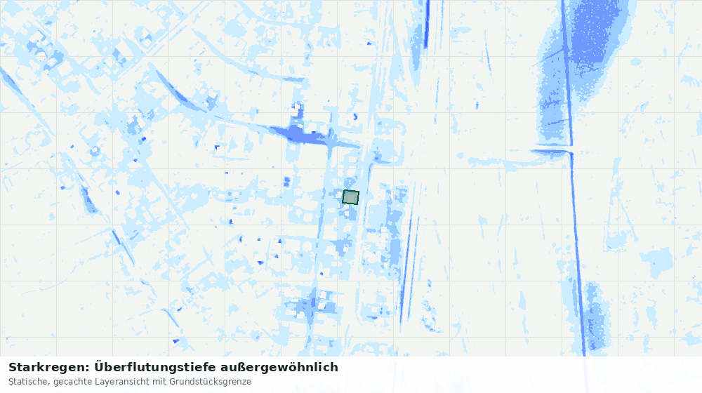 Statische Kartenansicht: Starkregen: Überflutungstiefe außergewöhnlich