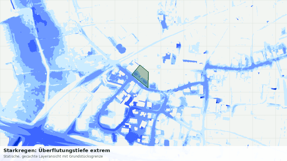 Statische Kartenansicht: Starkregen: Überflutungstiefe extrem