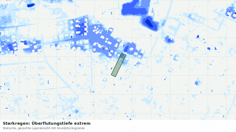 Statische Kartenansicht: Starkregen: Überflutungstiefe extrem