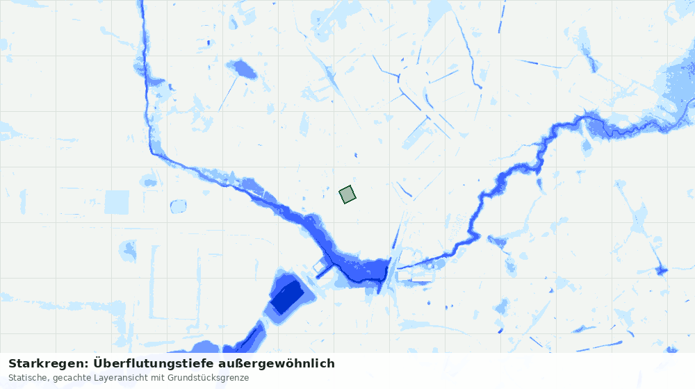 Statische Kartenansicht: Starkregen: Überflutungstiefe außergewöhnlich