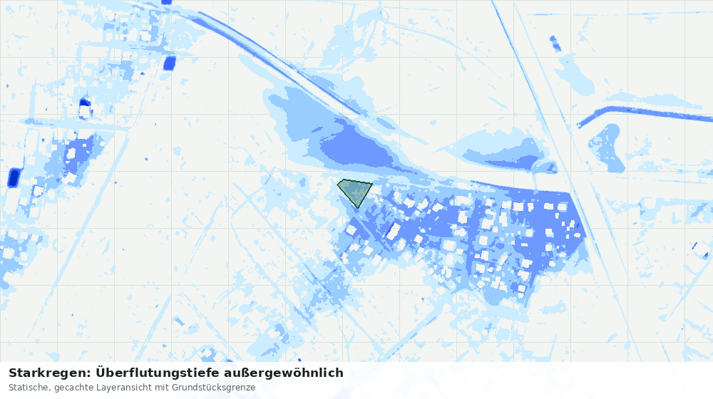 Statische Kartenansicht: Starkregen: Überflutungstiefe außergewöhnlich
