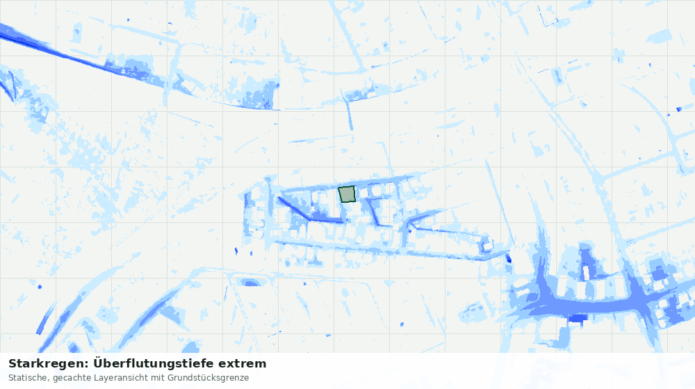 Statische Kartenansicht: Starkregen: Überflutungstiefe extrem