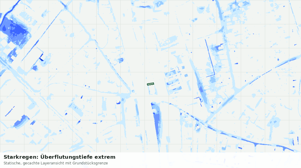 Statische Kartenansicht: Starkregen: Überflutungstiefe extrem