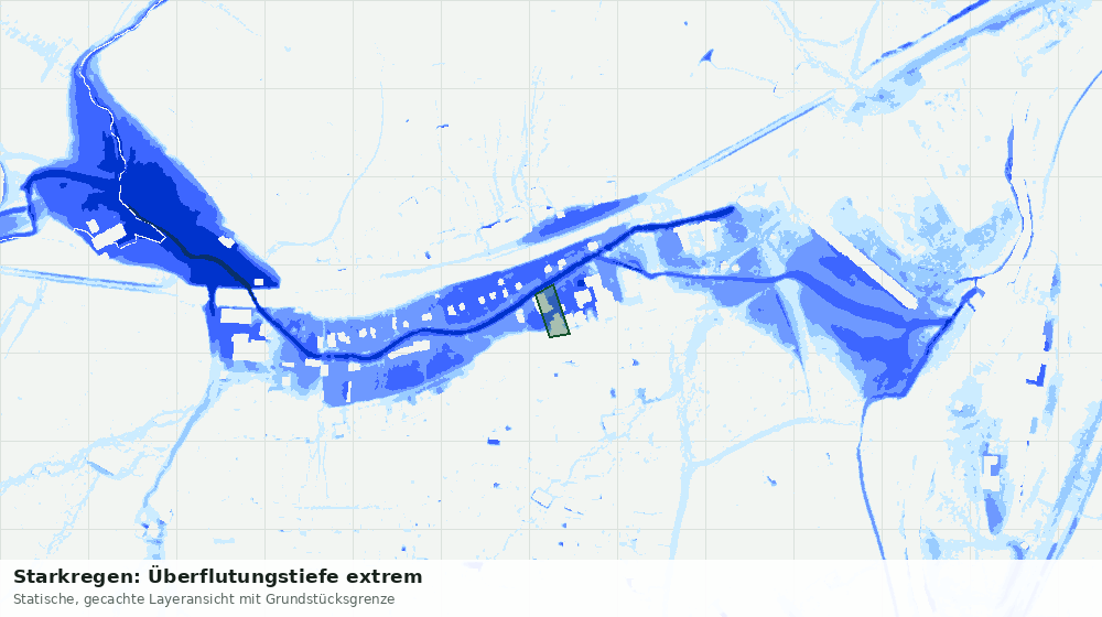 Statische Kartenansicht: Starkregen: Überflutungstiefe extrem