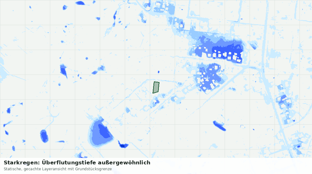 Statische Kartenansicht: Starkregen: Überflutungstiefe außergewöhnlich