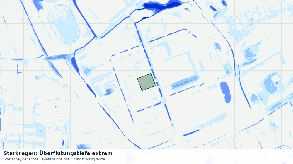 Statische Kartenansicht: Starkregen: Überflutungstiefe extrem