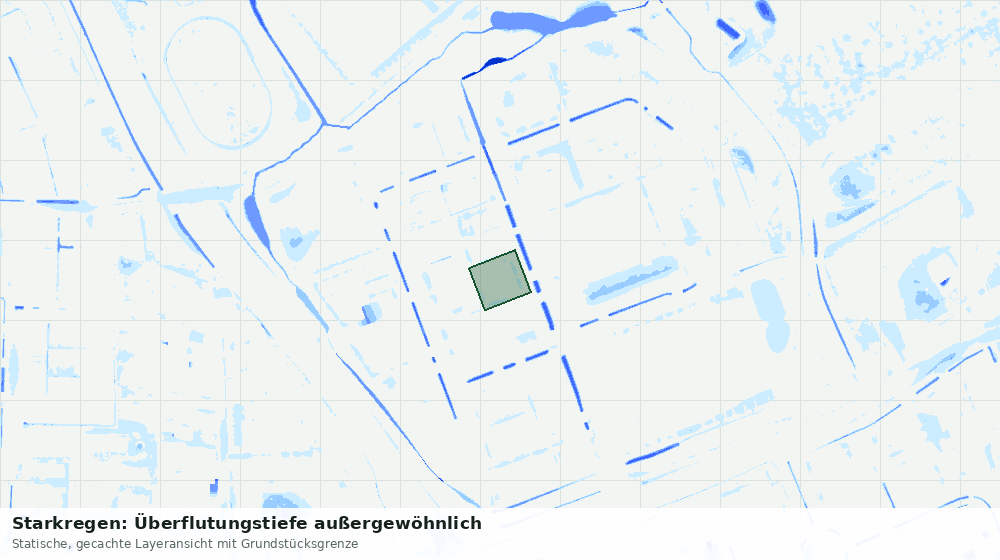 Statische Kartenansicht: Starkregen: Überflutungstiefe außergewöhnlich