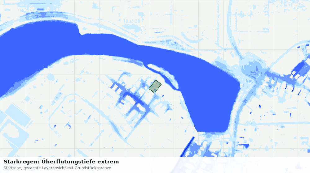 Statische Kartenansicht: Starkregen: Überflutungstiefe extrem