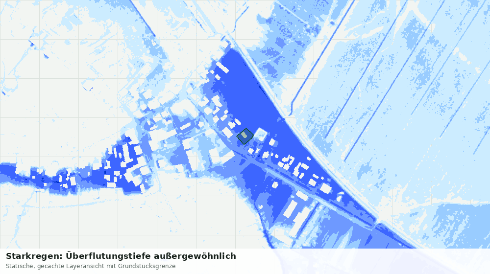 Statische Kartenansicht: Starkregen: Überflutungstiefe außergewöhnlich