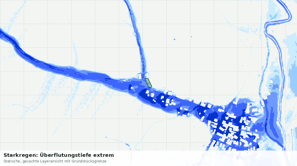 Statische Kartenansicht: Starkregen: Überflutungstiefe extrem