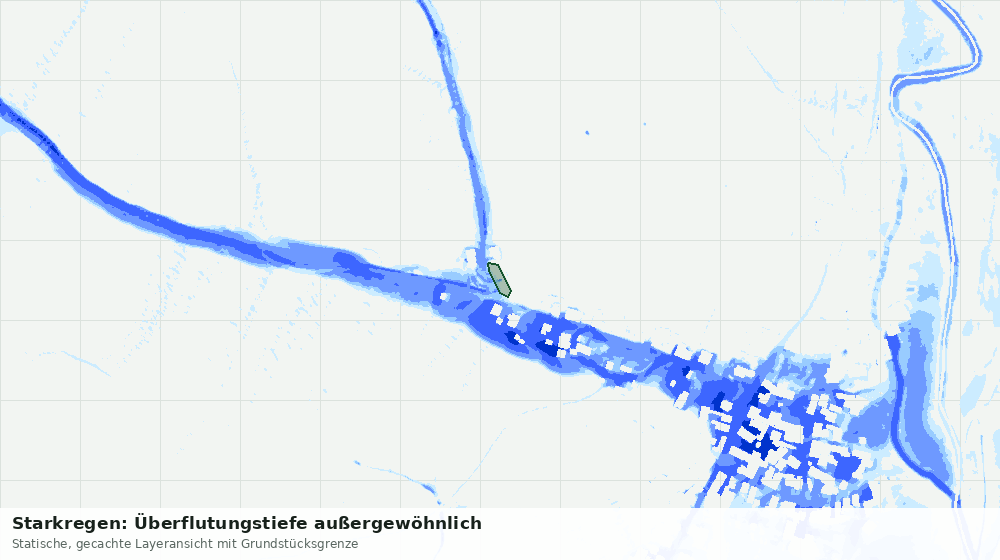 Statische Kartenansicht: Starkregen: Überflutungstiefe außergewöhnlich