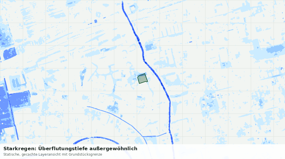 Statische Kartenansicht: Starkregen: Überflutungstiefe außergewöhnlich